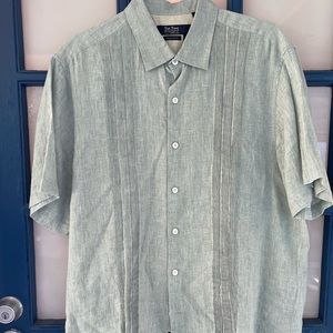Men’s XL Nat Nast Olive/Taupe 100% Linen Shortsleeved shirt
